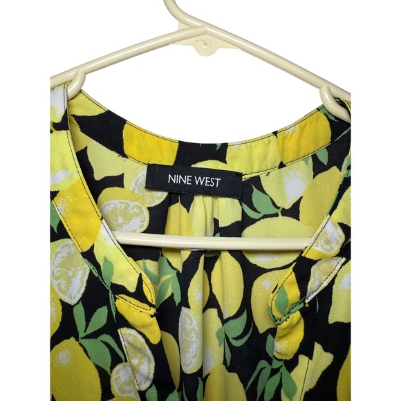 Nine West Womens Sleeveless Lemon Print Blouse - Picture 2 of 6